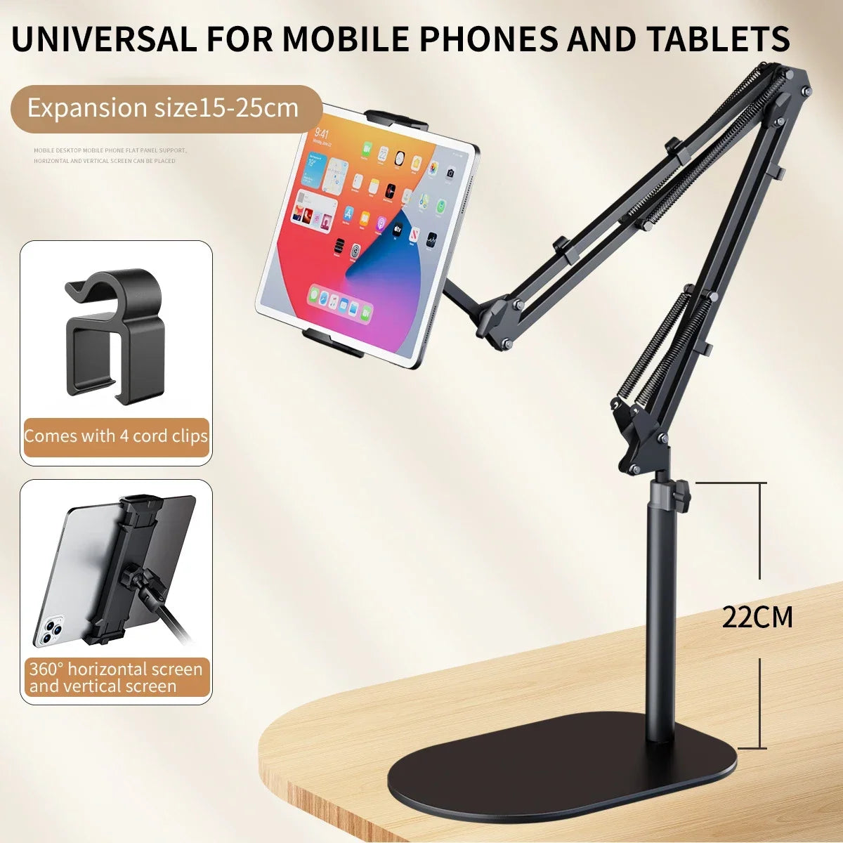 Adjustable Long Arm Metal Tablet Stand Phone Holder